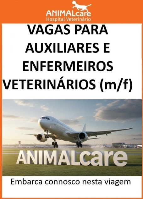 Exemplo de anúncio para captação de talentos veterinários. A ANIMALcare completa em 2027 o seu décimo aniversário como hospital veterinário e o vigésimo quinto ano como empresa prestadora de serviços veterinários. Neste momento somos grande Porto somos o hospital mais recente e com a mais forte taxa de crescimento. Assim é fácil de prever as vantagens de embarcar numa viagem na nossa empresa.